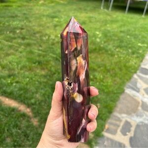 Mookaite jasper, purple and yellow Crystal Tower